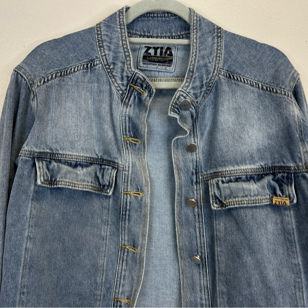 Outdoor Spring Fall Classic ZYIA M Blue Denim Jacket Cotton Athleisure Normcore - Picture 5 of 15